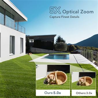 Ctronics 5X Zoom Optique Caméra de Surveillance WiFi Extérieure IP