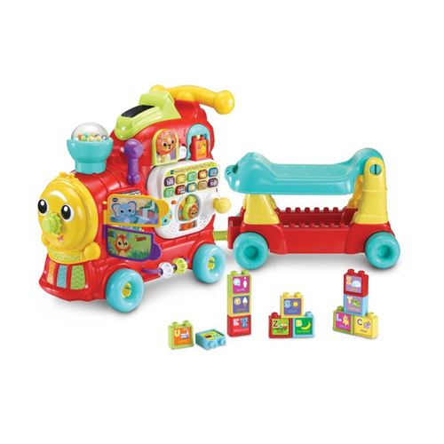 VTech Maxiloco Mon Trotti Train 7 en 1 Trotteur Pousseur Bébé Porteur Évolutif Tableau d'Éveil Interactif Détachable Blocs de Construction Alphabet Cadeau Bébé Dès Contenu en Français