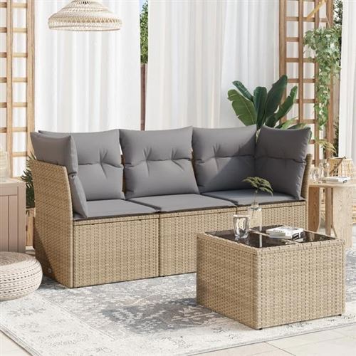 Non Communiqué Marron Salon De Jardin Modulable Vidaxl Rotin Beige 4 Pieces X 179 X 69