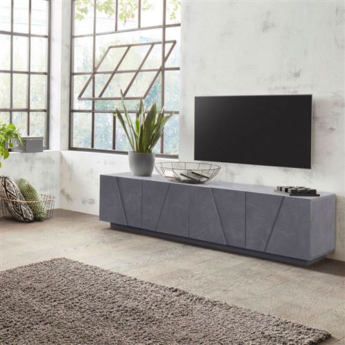 Meuble TV 4 portes 2 pièces design moderne Ping Low L Ardesia