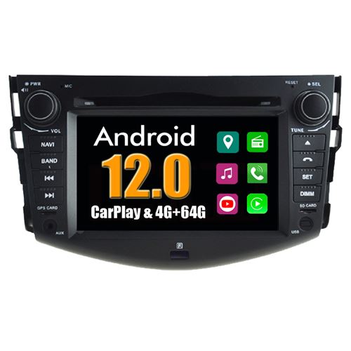 Autoradio CarPlay Multimédia RoverOne Android 4Go RAM 64Go ROM GPS pour Toyota RAV4 2009 - 2012