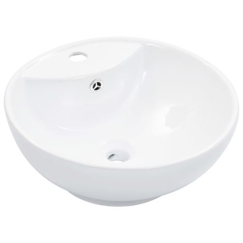 Lavandino Con Troppopieno 46,5x18 Cm In Ceramica Bianco - Vidaxl