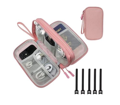 Pochette Organisateur Accessoires Numériques HSAJS - Compacte, Fermeture Éclair, Pour Câbles, Chargeurs, Électronique - 8