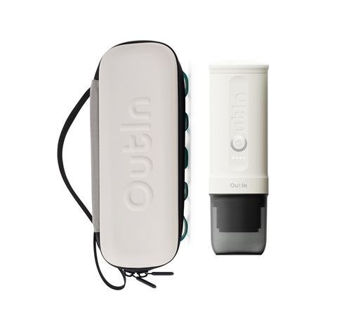 Kit Nano Machine &agrave; Expresso Electrique Portable + Etui EVA - Blanc Perle - Camping, Voyage