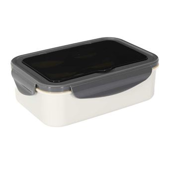Lunch box 2,5L à triple compartiments en plastique gris blanc avec couverts -  - ALTOBUY - 1