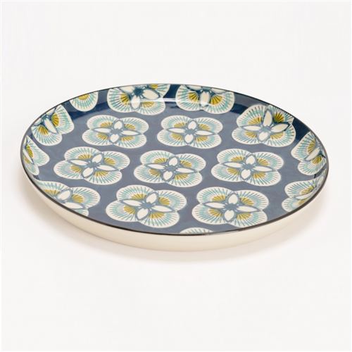 Non Communiqué Bleu Assiette De Présentation Imany 32 Cm En Grès - Amadeus - Grès