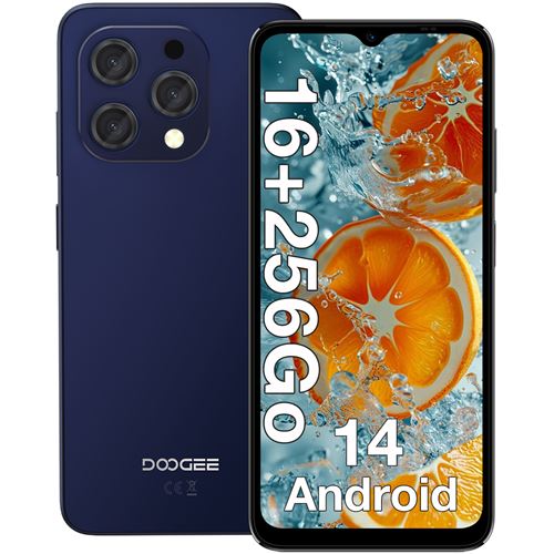 DOOGEE N55 PRO Smartphone 6.56 pouces 16GO(6+10) 256GO Octa Core Android 14 Dual sim 4G-BLEU
