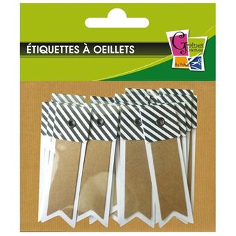 200 étiquettes kraft rayées - Fanion - Graine Créative - 1