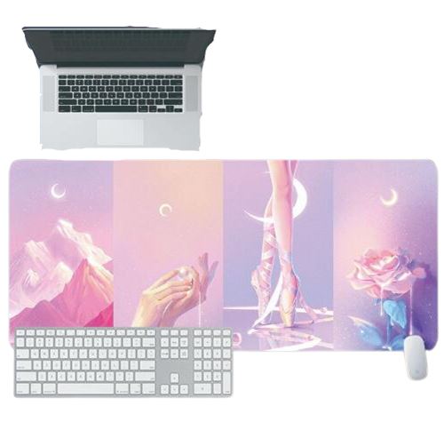 Tapis de Souris XXL Grand épaissi Frusde Antidérapant pour Bureau/Domicile 800x300x3mm - Rose