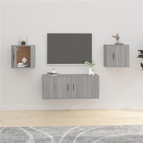 Vidaxl Gris Meubles Tv Muraux 2 Pcs Sonoma 40X34,5X40 Cm816653 - Image 3