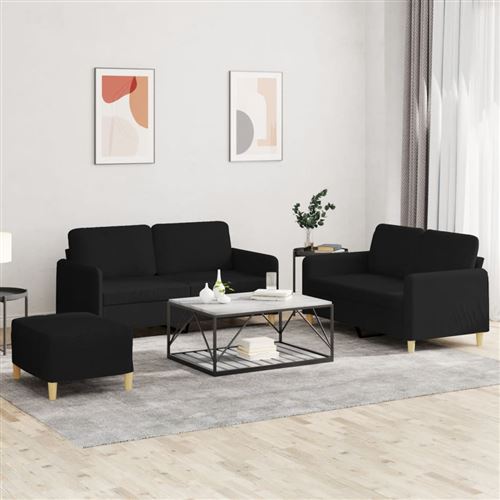 Non Communiqué Noir Vidaxl Ensemble De Canapés 3 Pcs Avec Coussins Tissu3202098