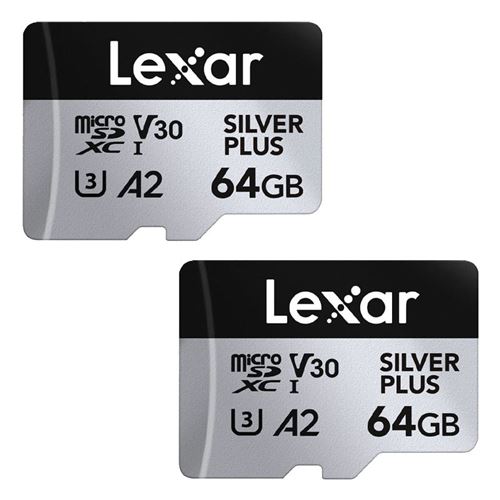 Carte microSDXC Silver Plus UHS-1 64Go R205/W100 V30 - Pack de 2