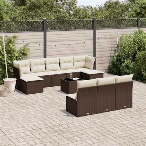 Non Communiqué Marron Salon De Jardin Modulable Vidaxl Resine Tressee 3 Pieces 10 Personnes