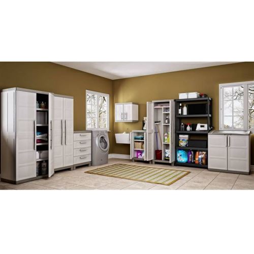 Keter Armoire de rangement à étagères Excellence Beige et taupe 182 cm