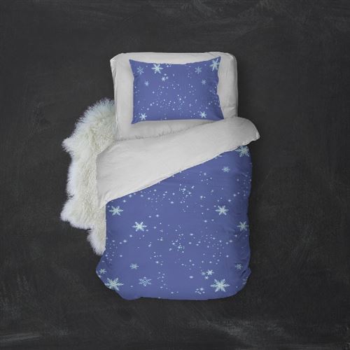 HOMEMANIA Pack oreiller et couette Ice 2 - Bleu - 155 x 210 cm