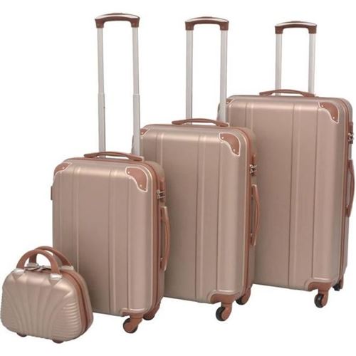 Non Communiqué Rose Ensemble De Valises - Vidaxl - Champagne - 4 Pièces - Coque Rigide Abs - 360° Roulettes