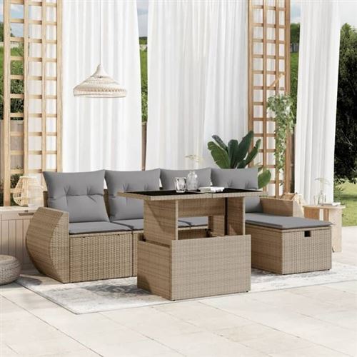 Non Communiqué Beige Salon De Jardin Modulable Vidaxl 6 Pieces 5 Personnes Resine Tressee 62 X 55 X 69 Cm
