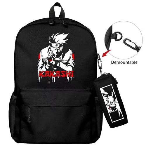Lot de 2 pièces Sac à Dos, Trousse à crayons Naruto pour Garçon et Filles (SD1667) 40*22*45 cm Noir