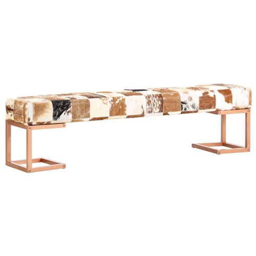 vidaXL Banc 160 cm Marron Patchwork Cuir véritable de chèvre