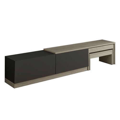 HANAH HOME Meuble TV en bois ""Nest"" - 180 x 30 x 36 cm - Gris anthracite