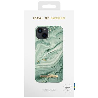 Coque iDeal of Sweden pour iPhone 14 Marbre Vert