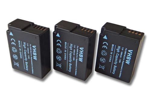vhbw 3x Batteries compatible avec Panasonic Lumix DMC-G70, DMC-G70H, DMC-G70K, DMC-G70W appareil photo, reflex numérique (1000mAh, 7,2V, Li-ion)