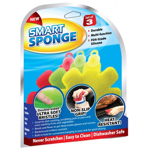 Venteo - Éponges Smart Sponge - Durables, multi-usages, Souples et résistantes à la chaleur - Lot de 3