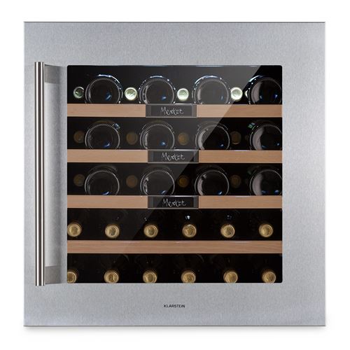 Cave à vin - Klarstein Vinsider 36 Uno - Cave de service - 92L - 5-20°C - Eclairage LED - Encastrable - Gris