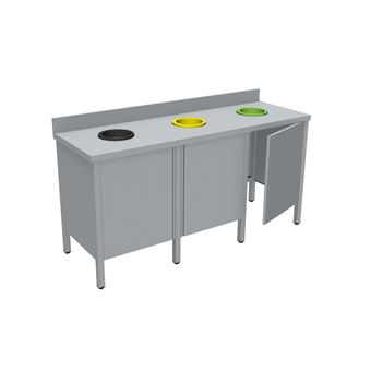 Meuble de Tri Inox 304 3 Portes - L2G - Inox1800 600x900mm - Poubelle ...