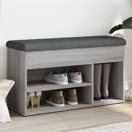 vidaXL Banc à chaussures sonoma gris 82x32x45,5 cm bois d'ingénierie