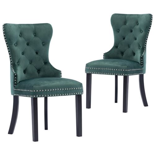 vidaXL Chaises de salle à manger 2 pcs Vert foncé Velours