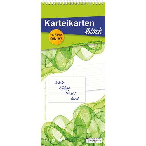 RNK Verlag Bloc-notes, fiches de format A7, ligné, blanc