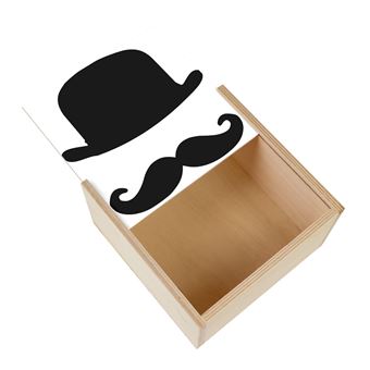 Boite Coffret en Bois - Fabulous - Gentleman Design Noir et Blanc (11 x 11 x 3,5 cm) - 1