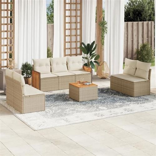 Salon de jardin modulable resine tressee beige 8 pieces x 59 x 69 7 personnes