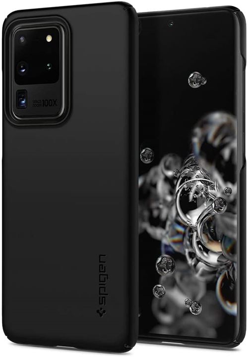 Spigen Thin Fit Series - Achterzijde behuizing voor mobiele telefoon - polycarbonaat - zwart, matte afwerking - voor Samsung Galaxy S20 Ultra, S20 Ultra 5G