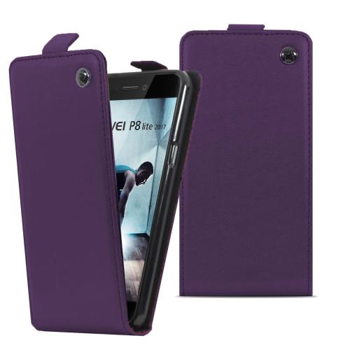 Coque Huawei P8 Lite 2017, Lincivius® [CLAPET EMBLEME], Housse Huawei P8 Lite 2017 Rabat Clapet Fermeture Magnetique Violet, Protection Antichoc