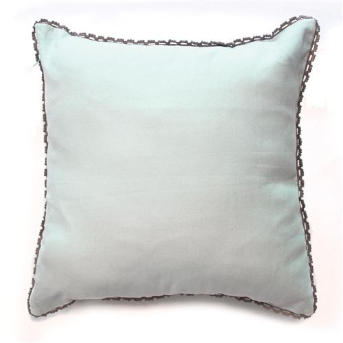 Housse de coussin +encart 40 x 40 cm coton uni+dentelle femina Bleu