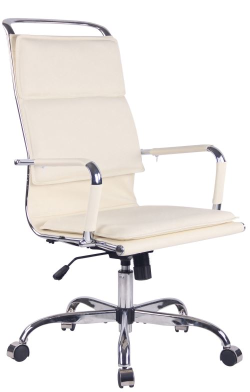 CLP Chaise de bureau Bedford en similicuir et veritable cuir  Crème/Similicuir