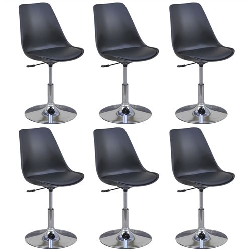 vidaXL Chaise de salle à manger 6 pcs Hauteur réglable Noir