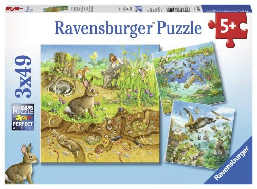 Ravensburger Puzzle 49 Pièces - 3 Puzzles - Animaux Dans Leurs Habitats