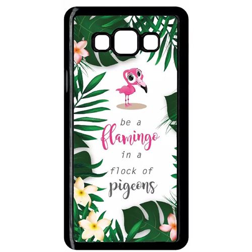 Coque Samsung Galaxy A7 Etre Un Flamant Rose Dans Un Troupeau De Pigeons Fond Blanc 2