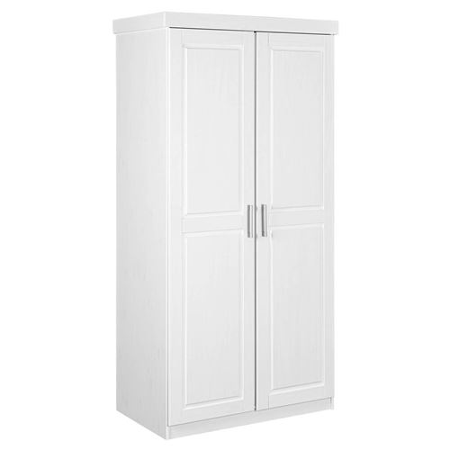 Alaska - armoire 2 portes + penderie bois massif vernis blanc