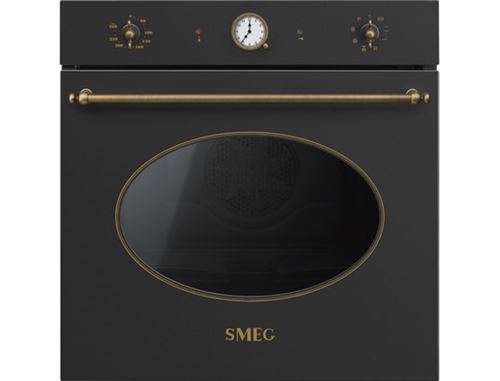 Smeg Nostalgie SFP805AO - Four - encastrable - niche - largeur : 55.4 cm - profondeur : 56 cm - hauteur : 58.3 cm - avec système auto-nettoyant - classe A - anthracite - État correct Smeg sur Fnac