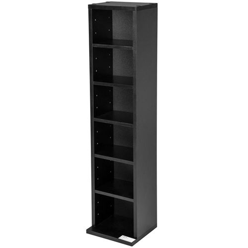 Armoire étagère CD / DVD colonne tour bibliothèque meuble de rangement pour 100 CDs noir