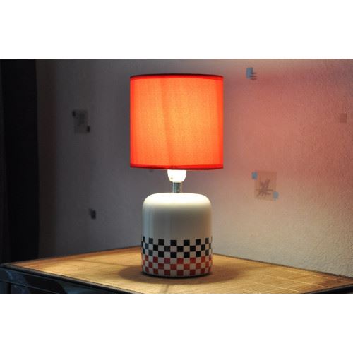 Lampe cylindre interior à l'abat jour rouge - rouge