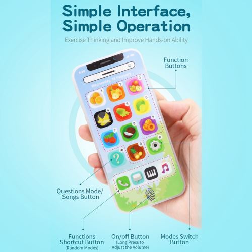 MZCPSYHA Téléphone de Simulation pour Enfants Rechargeable avec Écran Tactile et Caméra, Téléphone Casse-Tête et Jouet d'Éveil