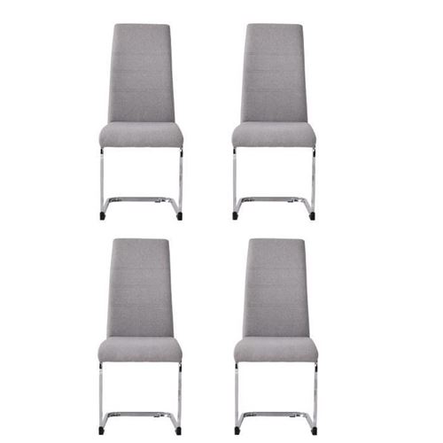 JANE Lot de 4 chaises - Tissu gris - Pied chrome - L 42 x P 56 x H 99 cm