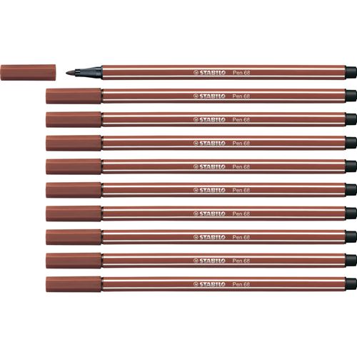 STABILO Lot de 3 Stylos feutre Pen 68, largeur du trac&eacute;: 1,0 mm,sienne