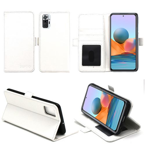 Housse Portefeuille à Rabat blanche pour Xiaomi Redmi Note 10 PRO 4G avec Porte Cartes XEPTIO