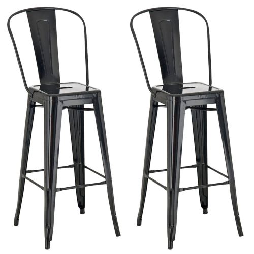 Lot de 2 tabourets de bar Aiden en métal , Noir